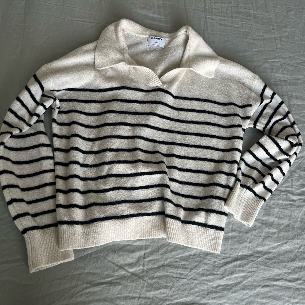 Striped collared sweater